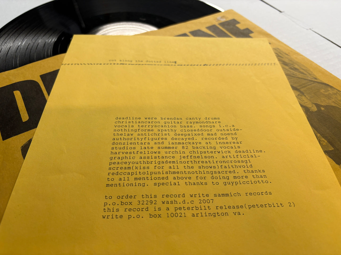 Deadline 8/2/82 Rare Punk Record Ltd 1000 copies